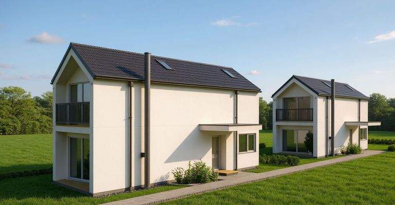 Zugangsansicht mit Putzfassade