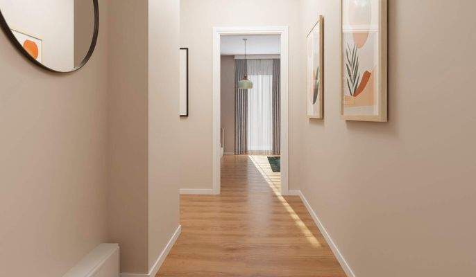 Mit Bildern an der Wand und viel Licht wird Ihre Wohnung sehr wohnlich