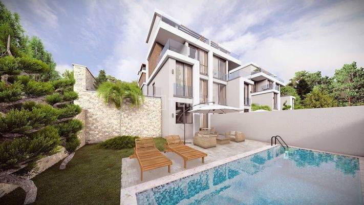 Villa with Pool in a Sea View Complex in Antalya Kalkan