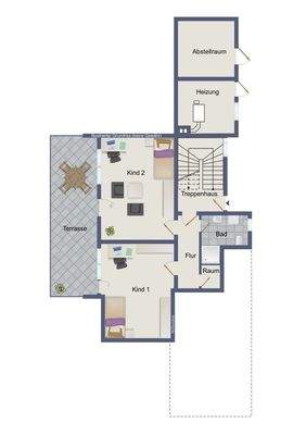 Erdgeschoss, Wohnhaus 1 (kein Maßstab)