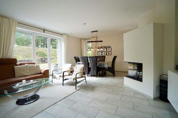 Wohn-/Essbereich mit Kamin