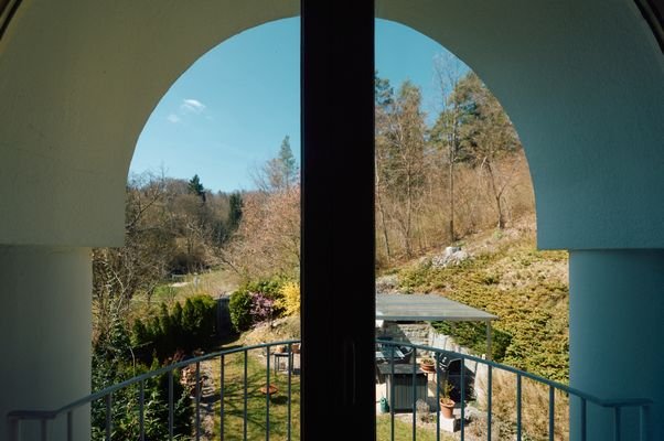 Dachgeschoss, Ausblick in den Garten 