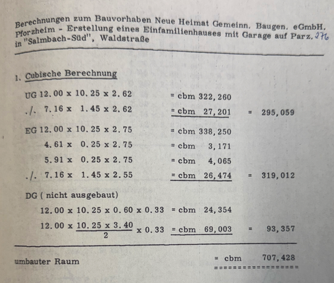 Kubaturberechnung (Baugenehmigung)