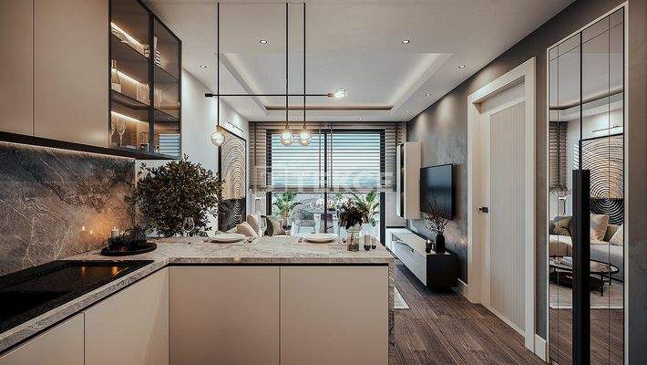 Apartments in a Secured Project with Pool in İzmir Konak