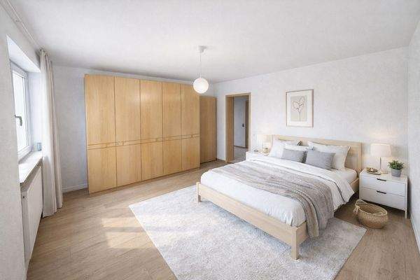 Nach Renovierung - Digitales Homestaging des Schlafzimmers