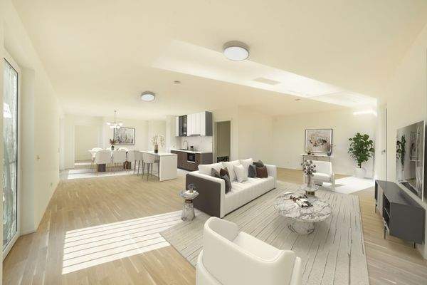 Einrichtungsbeispiel offene Küche/ Wohnbereich