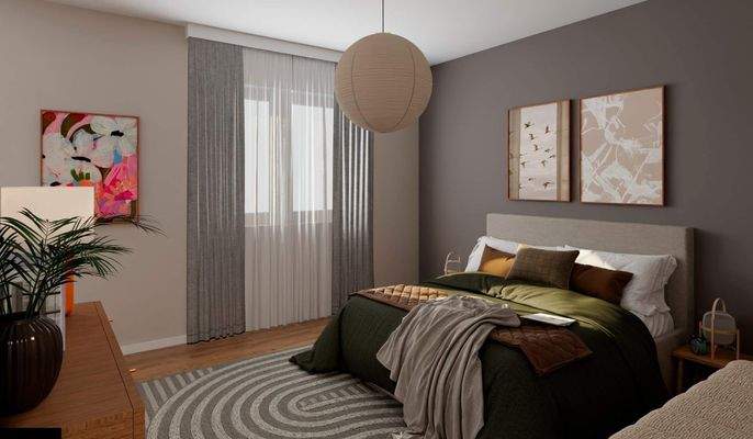 Helles und komfortables Schlafzimmer