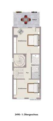 Grundriss 1. OG visualisiert 2490