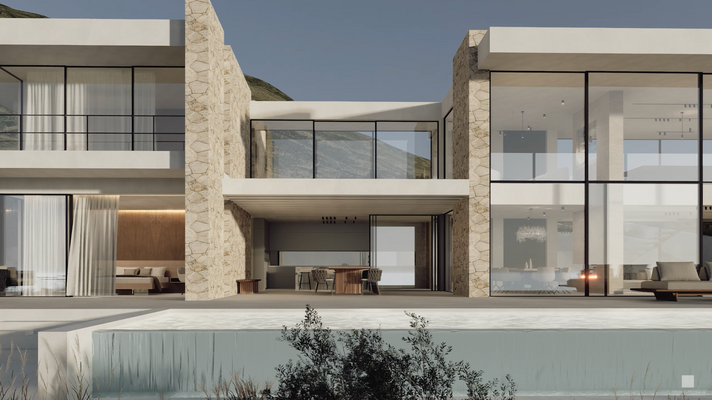 Fassade mit Infinity-Pool