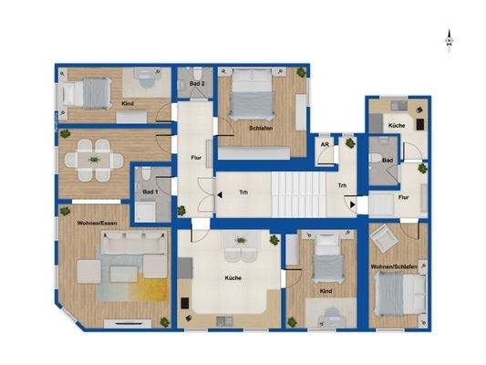 Grundriss 1 und 2 Obergeschoss