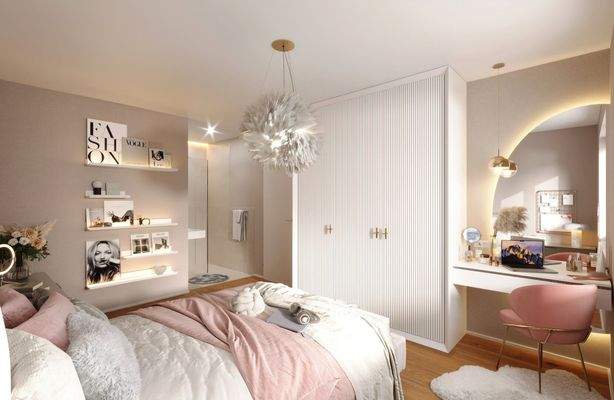 Mulitfunktionsraum mit angrenzendem Badezimmer Visualisierung