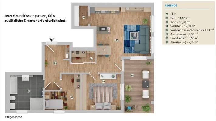 Grundriss 2 mit 3,5 Zimmer