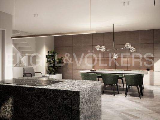 Visualisierung Küche + Essbereich