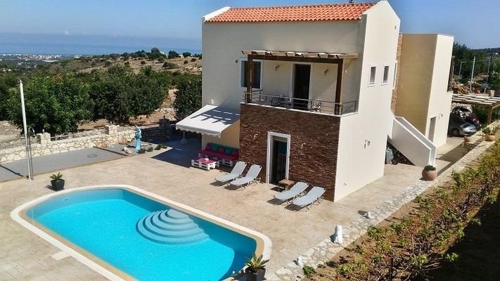 Kreta, Skouloufia: 5-Zimmer-Villa mit freiem Meerb