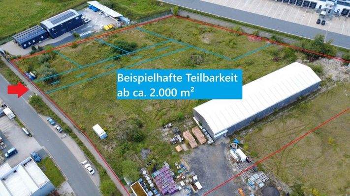 Luftbild mit Markierung Teilbarkeit