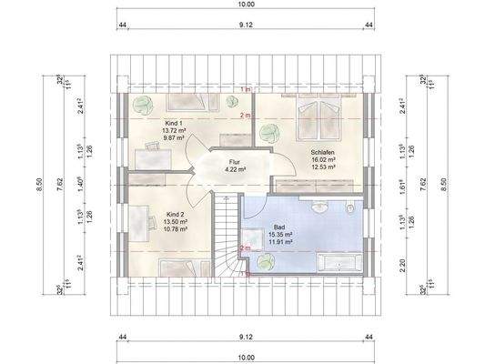 Beispiel Grundriss Obergeschoss