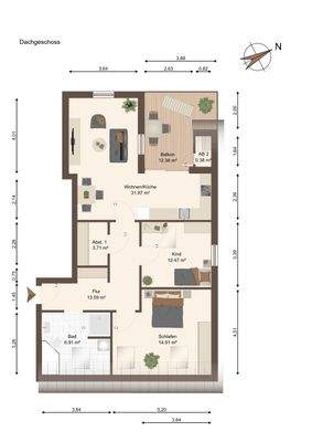 Grundriss Wohnung 9 - DG