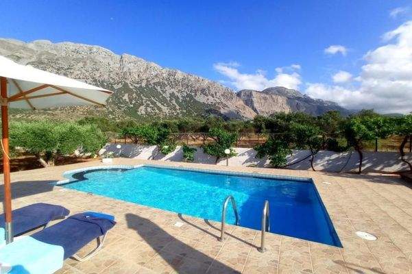 Kreta, Kavousi: Tolle Villa mit Pool, Meerblick und Olivenhain zu verkaufen