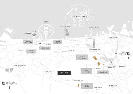 Sobha Dubai Map with Orbis