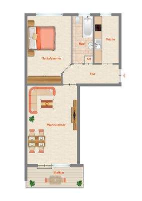 Grundriss der schicken Eigentumswohnung