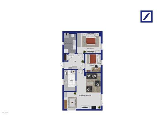 Grundriss EG Nebenhaus ETW 3 Zimmer Ogulo