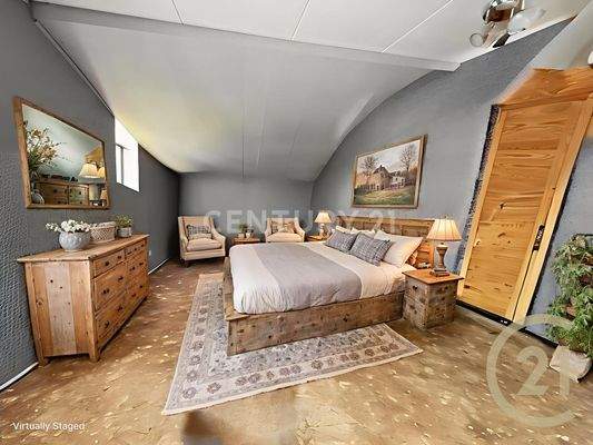 Schlafzimmer visualisiert im Farmhouse Stil