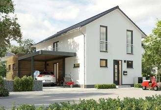 Einfamilienhaus-Aura-125-Kubus-Carport-Holz-Strass