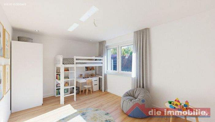 Kinderzimmer mit KI möbiliert