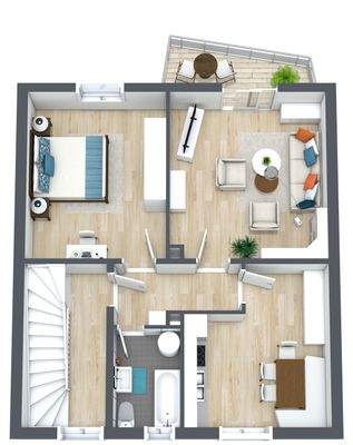2 Grundriss - Obergeschoss - 3D