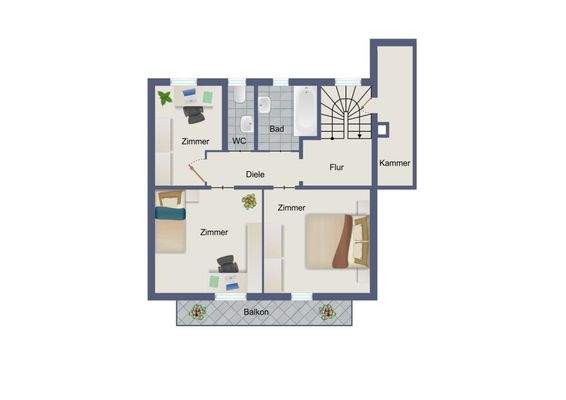 Grundriss Obergeschoss 2D