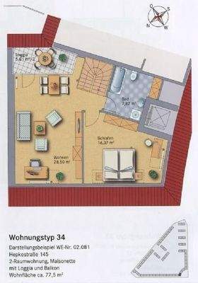 Grundriss Wohnung - obere Ebene