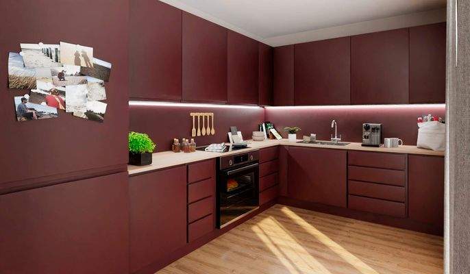 Die offene Wohnküche lädt zum gemeinsamen Kochen e