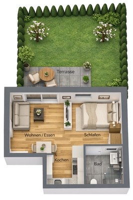 Grundriss als 1-Zi.-Whg