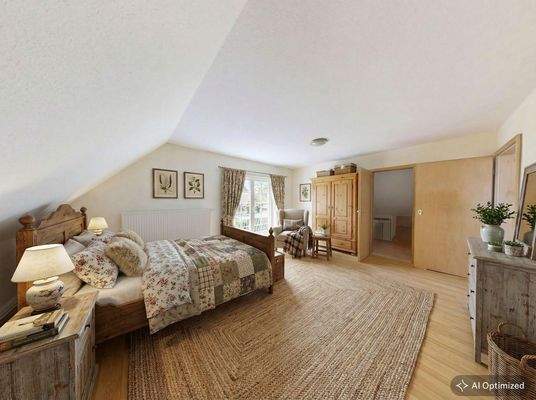 [KI-optimiertes Foto] Schlafzimmer 1 im Dachgeschoss