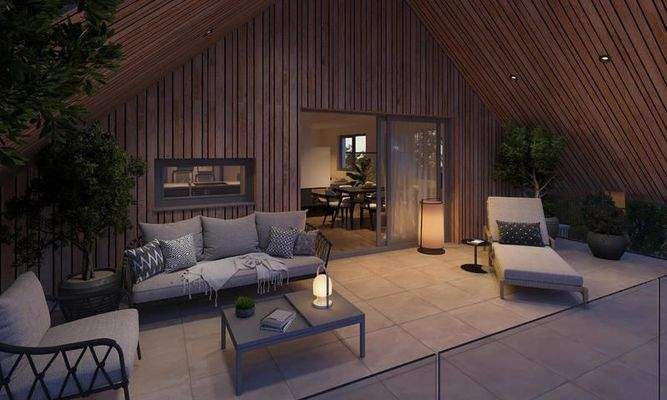 Geschützte Penthouse-Terrasse