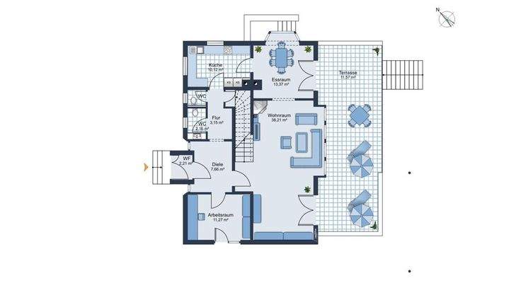 Erdgeschoss mit Terrasse