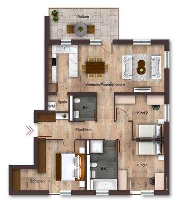 Grundriss 4 Zimmer Wohnung 