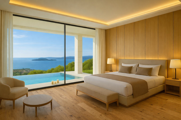 Schlafzimmer mit Blick auf den Gardasee