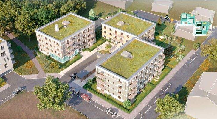 Moderne Terrassenwohnung mit Blick in Grüne