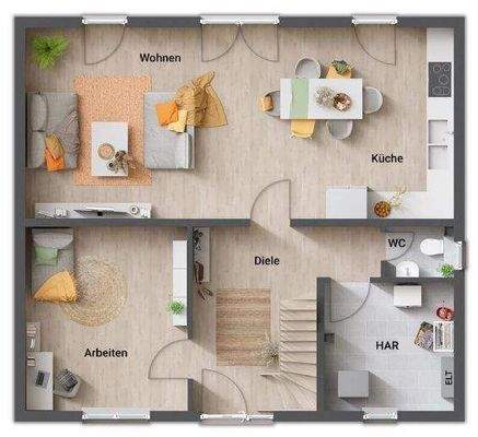 offene Küche &amp; großes Arbeitszimmer