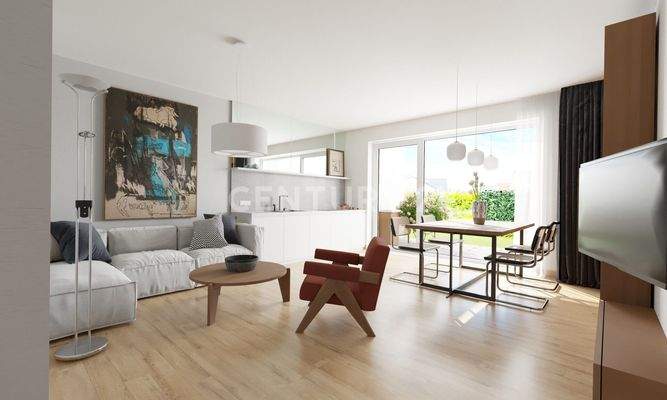 Wohn-, Ess- und Küchenbereich (visualisiert)