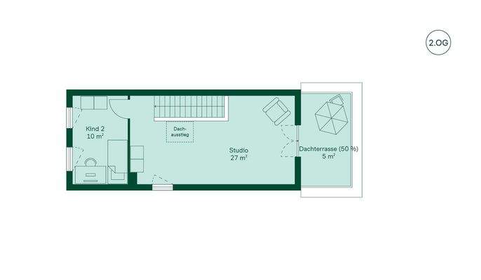 Helles und komfortables Obergeschoss mit angrenzen