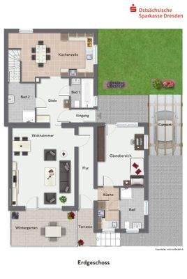 Erdgeschoss möbliert