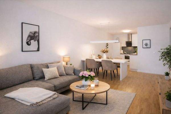 Offener Wohn-Ess- und Küchenbereich