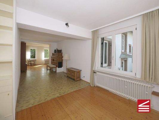 Blick aus dem seitlichen Hausflügel