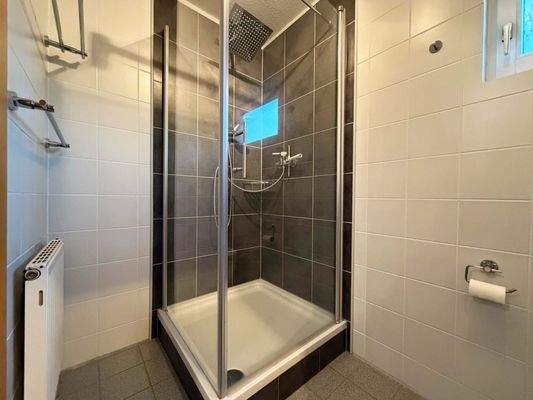 EG Einliegerwohnung Badezimmer mit Duschkabine und Fenster