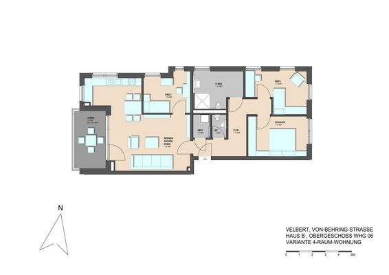 Grundriss WE 06 - 4-Zimmer Variante