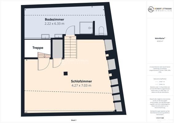 Grundriss Schlaf und Badezimmer