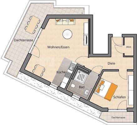 Grundriss Staffelgeschoss WE08