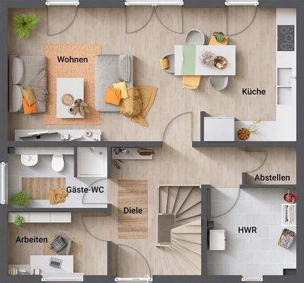 Gundriss Erdgeschoss, 5. Zimmer, Gäste WC Mit Dusche